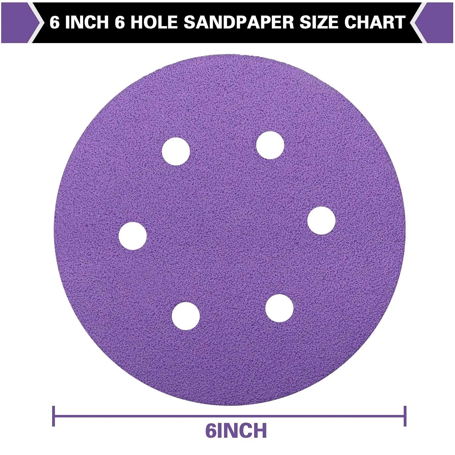 6Inch 6 Hole Hook & Loop Sandpaper 45 Pcs Wet and Dry Assorted 60/80/120/180/240/320/400/600/800 Grit Sanding Disc for Polishing