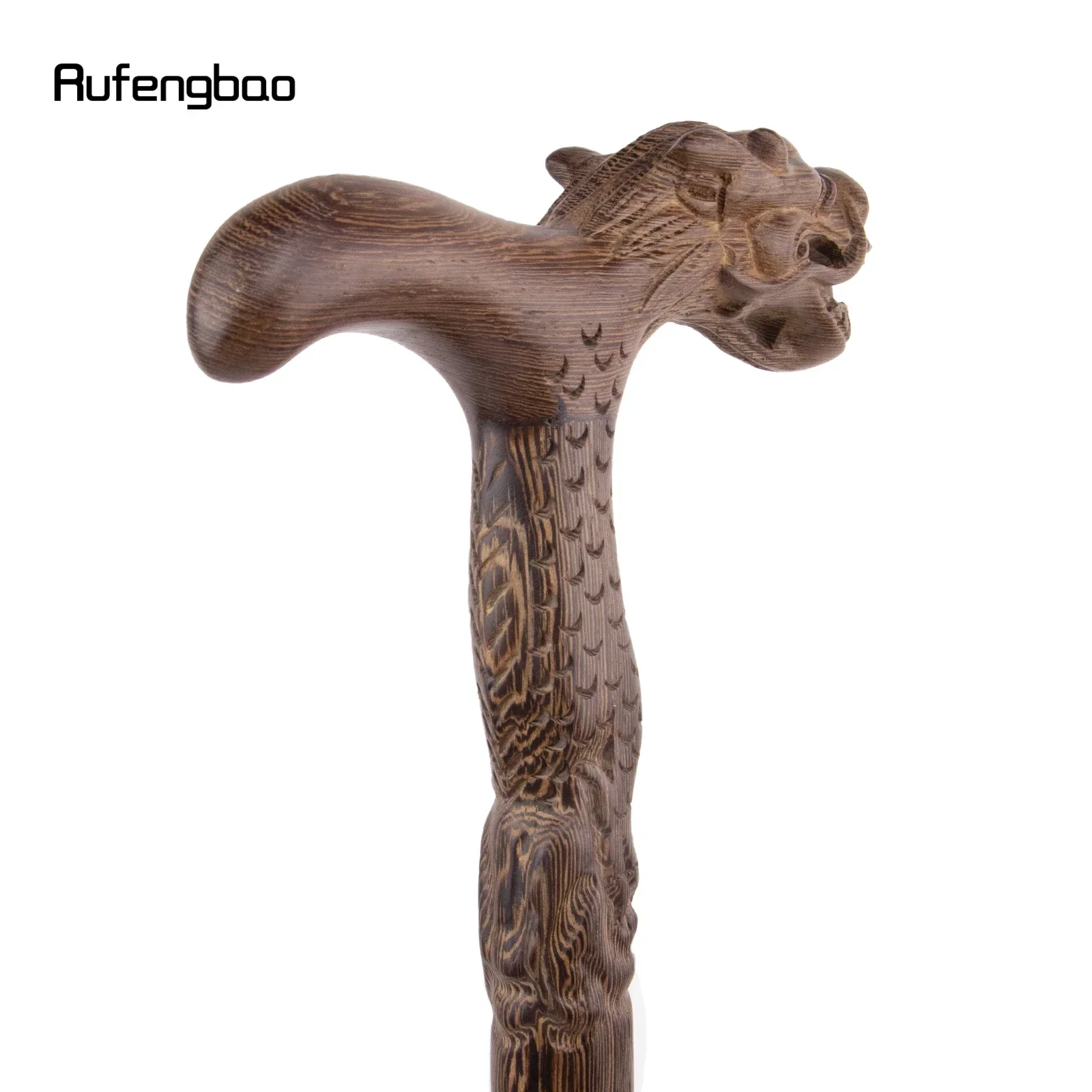 Brauner Drachenbissball aus Holz, Einzelgelenk, modischer Gehstock, dekorativer Spazierstock, Streitkolben, Krücke, Zauberstab, Crosier, 94 cm