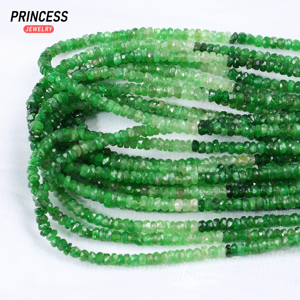 Top Natural Tsavorite Green Garnet 3mm Rondelle Faceted for Jewelry Making Bracelet Necklace DIY Accessories