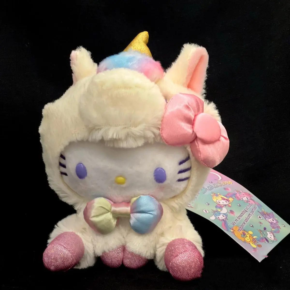 Hellokitty Character Peripheral Unicorn Kitty Pendant Rainbow Cat Bag Decoration Cute Plush Doll Keychain Girl Gift