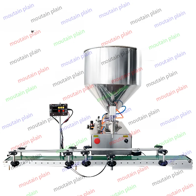 Pneumatic Viscous Liquid Chili Sauce Gel Peanut Butter with Conveyor ZS-GTPC1 Automatic Honey Cream Filling Machine