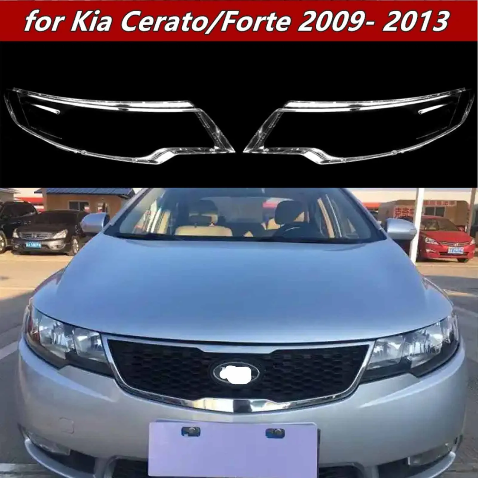 

For Kia Forte 2009 2010 2011 2012 Car Replacement Front Headlight Cover Transparent Lampshade Shell Glass Lens Lamp Light Case