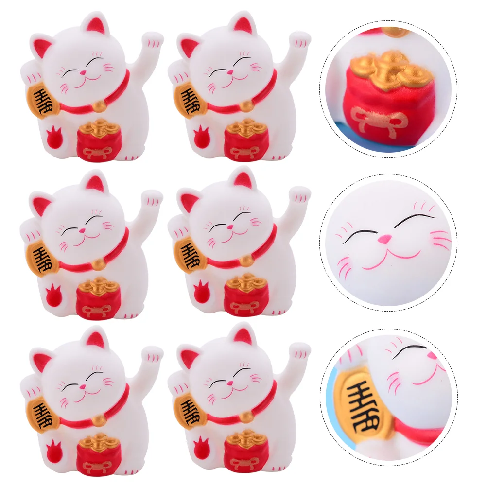 

6 Pcs Beckoning Cat Stretchy Sensory Fortune Retractable Plaything Tricky Squeeze Party Cake Delicate Exquisite