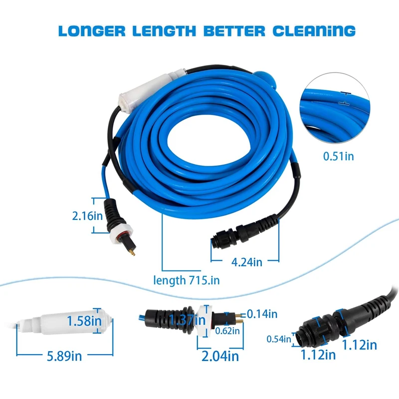 9995862 18M DIY Cable & Swivel 2 Wire Replacement Parts for Dolphin Pool Cleaners M200, Nautilus CC Plus, Maytronics 9995862-DIY