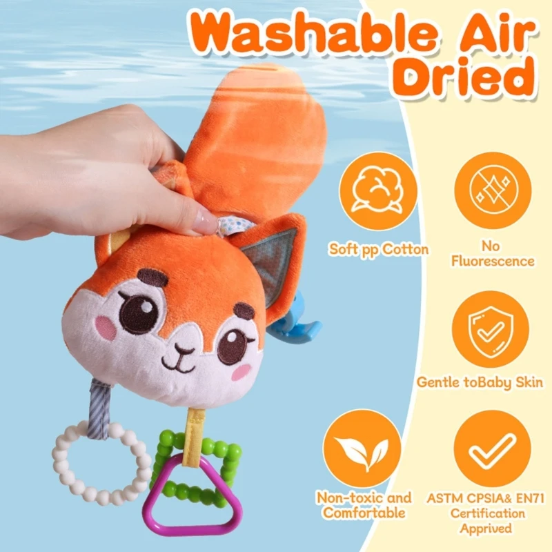 Neugeborenen Krippe Hängen Beruhigende Rassel Puppe Spielzeug Weiche Plüsch Tier Baby Kinderwagen Hängen Mobile Glocken mit Spiegel Pädagogisches Spielzeug