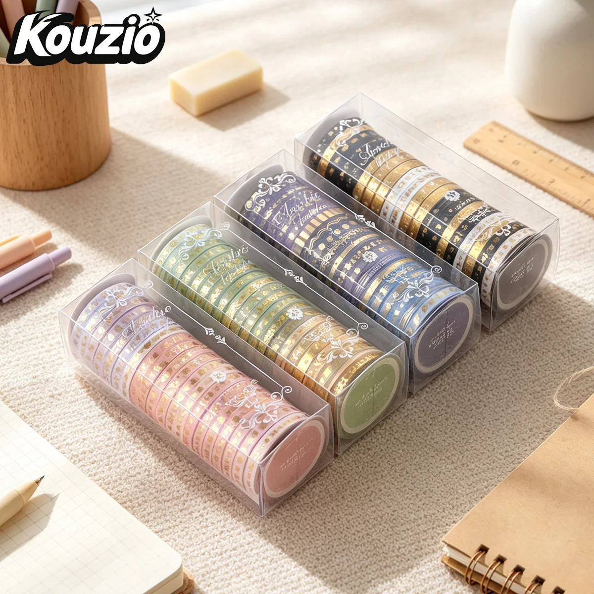 20 Rolls/Box Fine Delicate Bronzing Washi Tape , Masking Tape For Design and Diy, For Precision Work ,Scrapbook Supplies