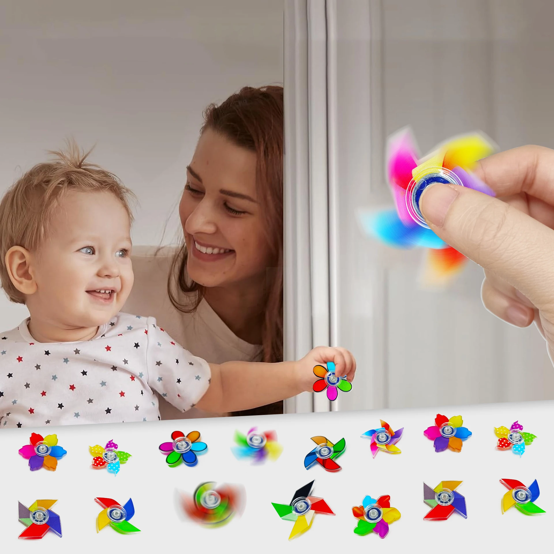 12 szt. Kolorowe Płatki Wiatraczków Akrylowe Fidget Spinner Zabawki Upominki na Przyjęcia Urodzinowe Karnawałowe Wypełniacze do Torebek