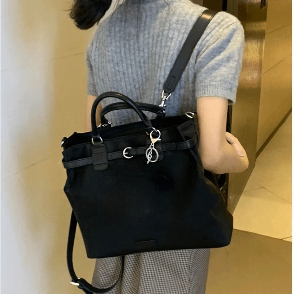 Portable French Nylon Shoulder Bag Leisure Fashion Briefcase Backpack Solid Color Commuting Laptop Bag Handbag