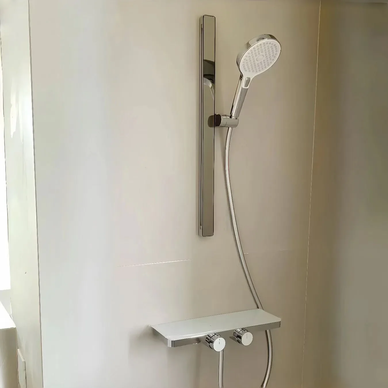#Copper WaterwayEasy Install Wall-Mounted Shower Set, Silver, Hot and Cold, 2 in 1 Shower Head with Shelf, Home Bathroom Fixture view 6
