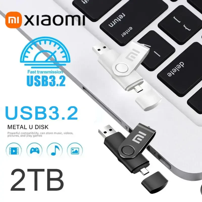 Xiaomi U-disk 2TB USB 3.2 Flash Drives HighSpeed Transfer Metal Pendrive Type-C USB Interface Pendrive Flash Disk Waterproof New