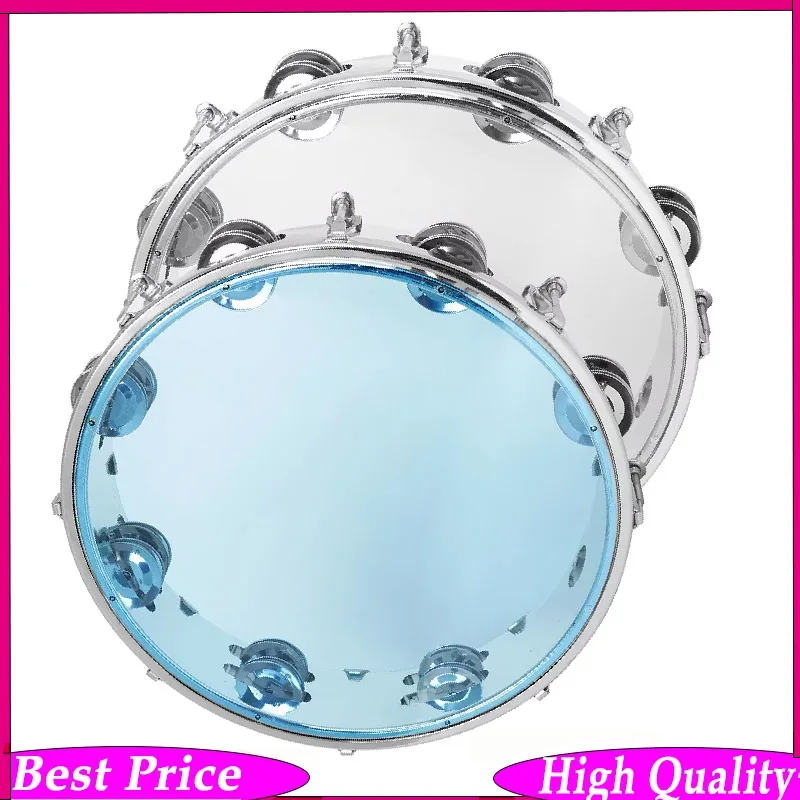 10 Inch Kids Tambourine Double Row Jingles Self-Tuning Hand Bell Drum Orff Percussion Music Educational Toy Gift