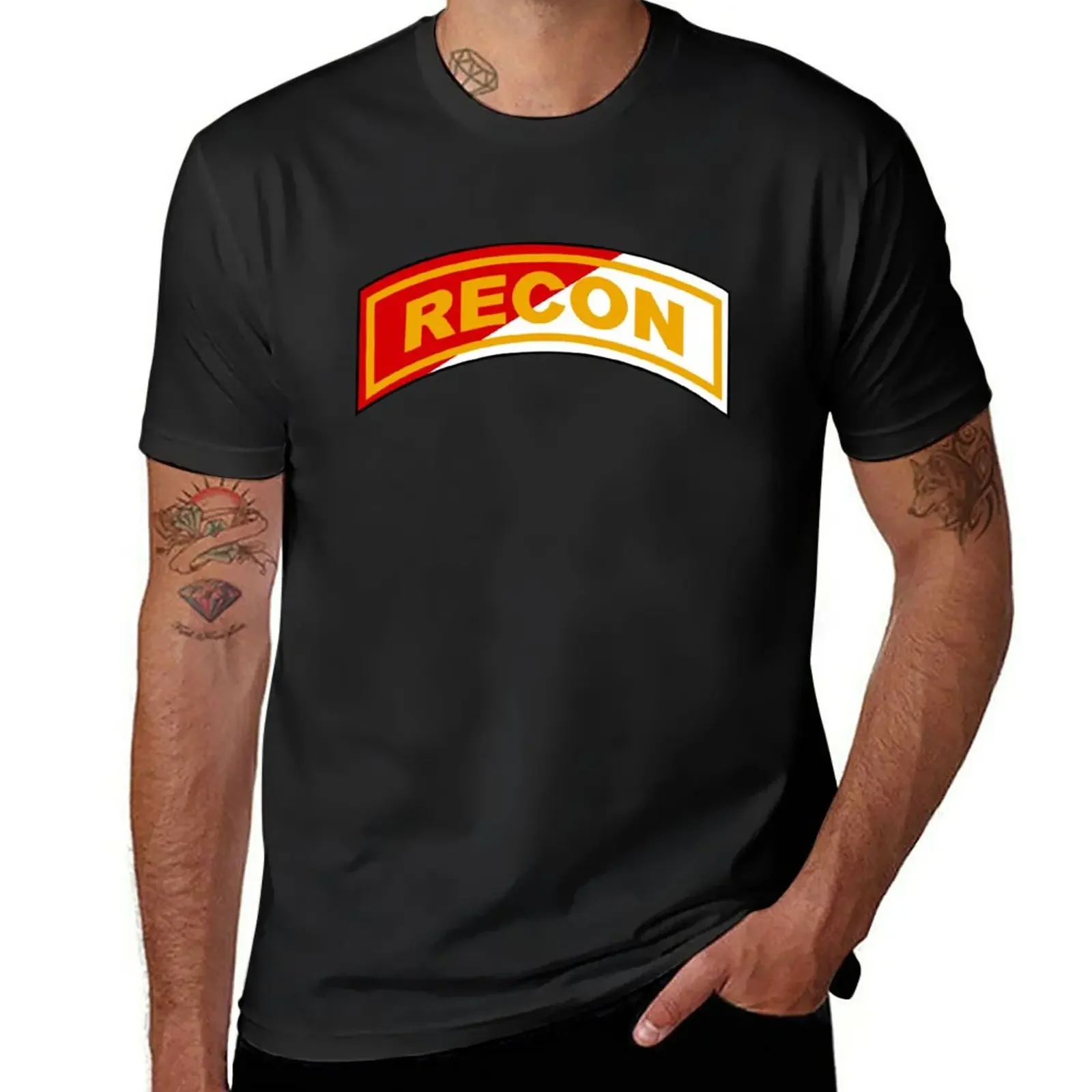 Recon Tab - Cav Scout colors T-Shirt tops funnys Blouse men t shirt