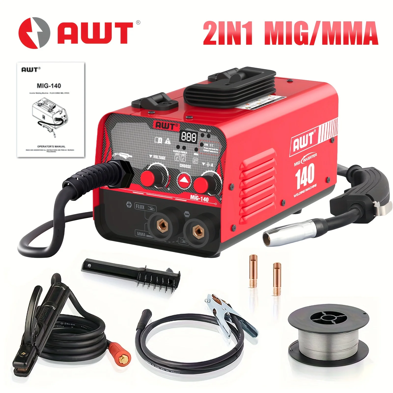 

MMA Arc Welder Portable 2 in 1 Welding Machine Gasless MIG Welding IGBT Inverter Compact Welding Equipment Household Tools
