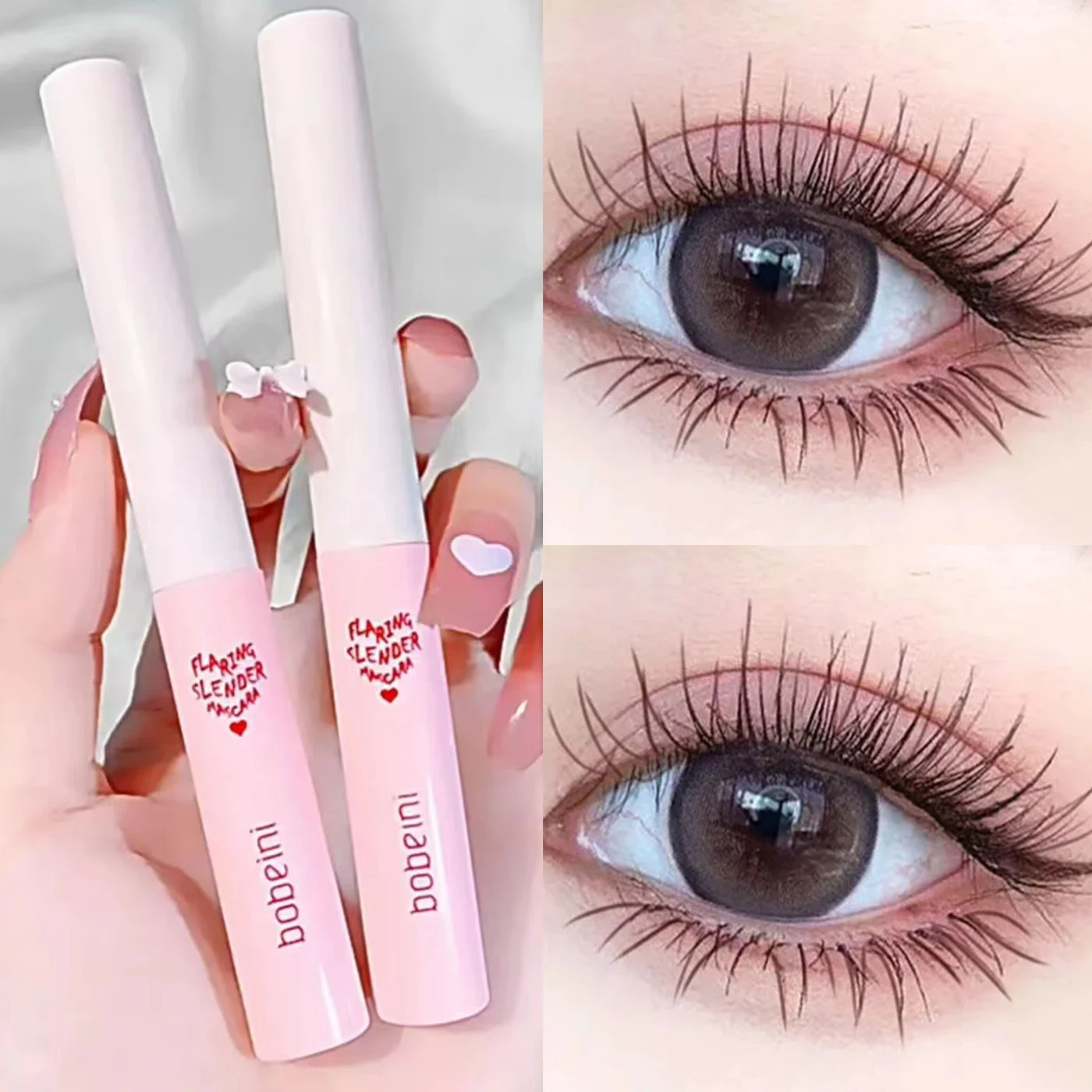 Ultra-fine Brush Mascara Makeup Silk Fiber Lengthens Eyelashes Waterproof Fast Dry Matte Brown Black Curling Mascara Comestics