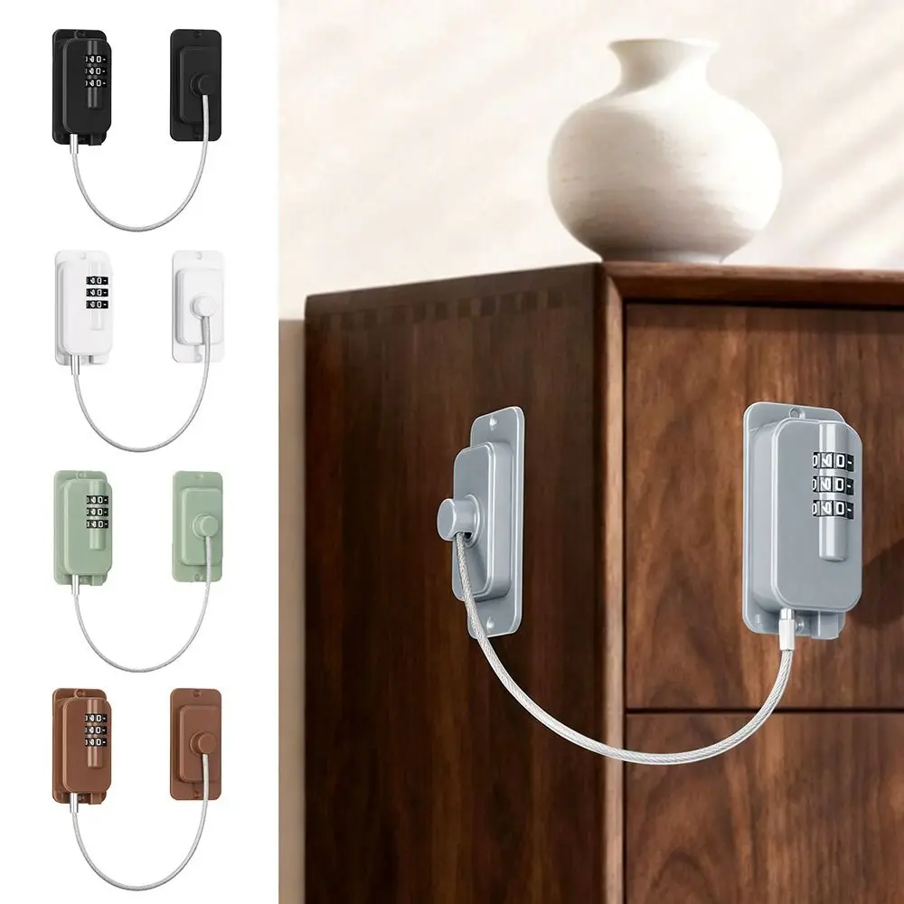 Anti-pinch Hand Safety Lock Adjustable No Drilling Cabinet Lock Unisex Protection Refrigerator Door Coded Lock for Home