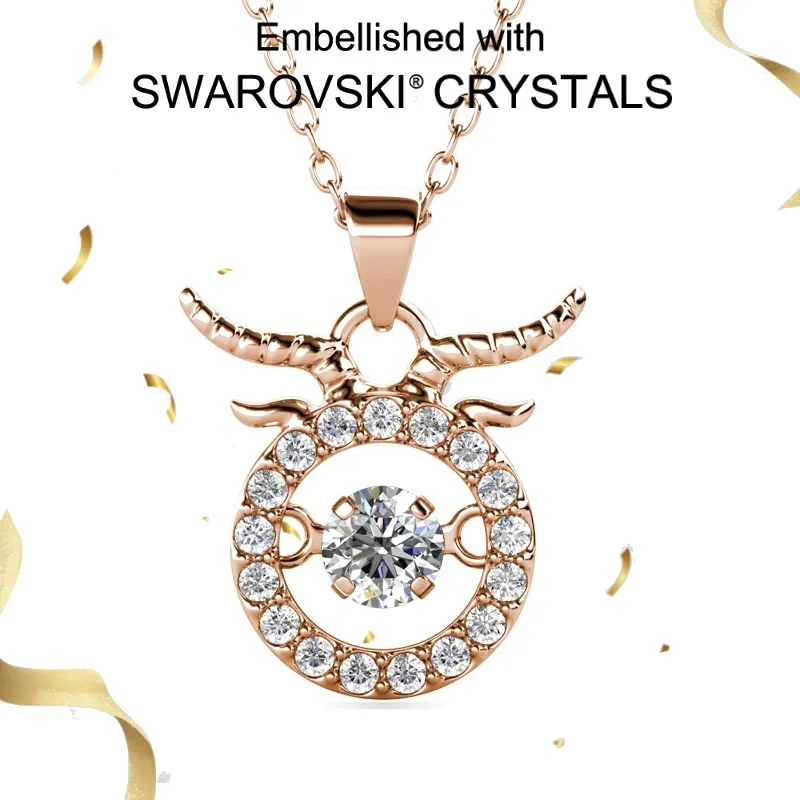 

Daisini 100% 925 Sterling Silver 12 Dancing Horoscope Pendant Necklace with Swarovski Crystals Birthday Lucky Fine Jewelry