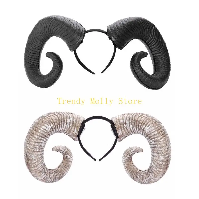 N5kb Ox Horn Hourn Beadbands Halloween Animal Horn Beadbands Hair Association for Girls and Womens Holiday Royd