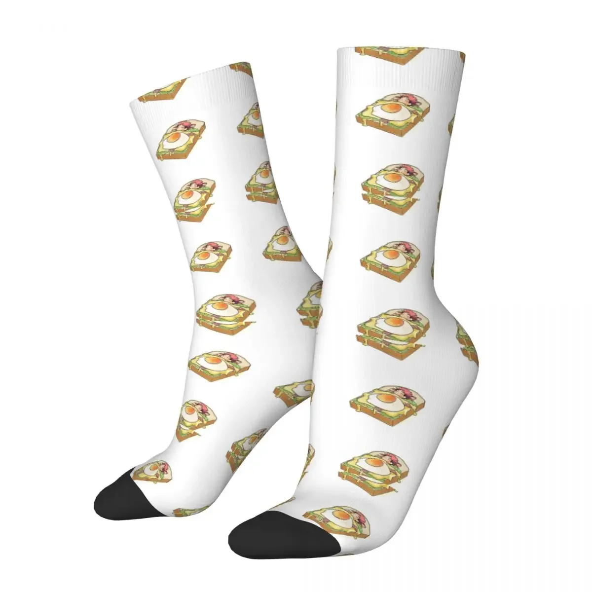 Crazy compression Sock for Men Fried Egg Sandwich Hip Hop Vintage Chicken family bucket Quality Pattern Printed Boys Crew Sock