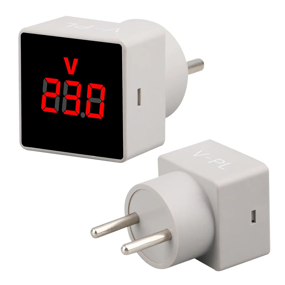 AC50-380V Digital AC Voltmeter V-PL Square European Plug type Household Voltage Tester