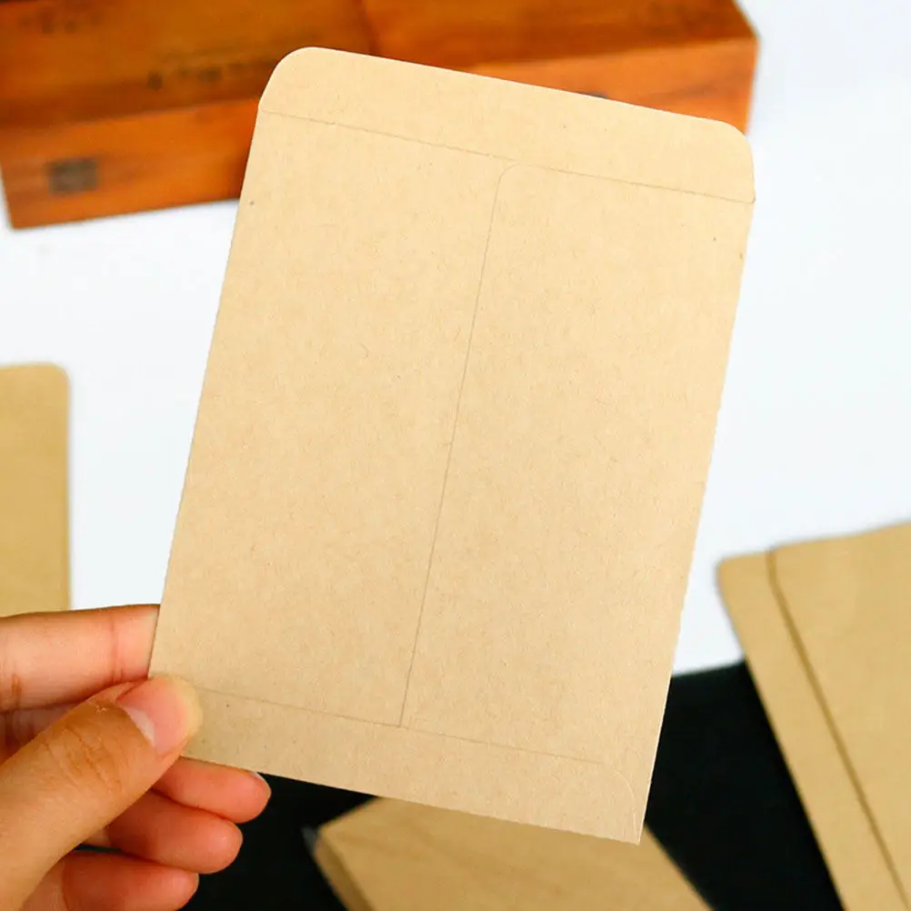 

80Pcs Elegant Retro Blank Kraft Envelopes Compact Multi-Function Cash Tip Card Invitation Storage Daily Use Gift Accessory