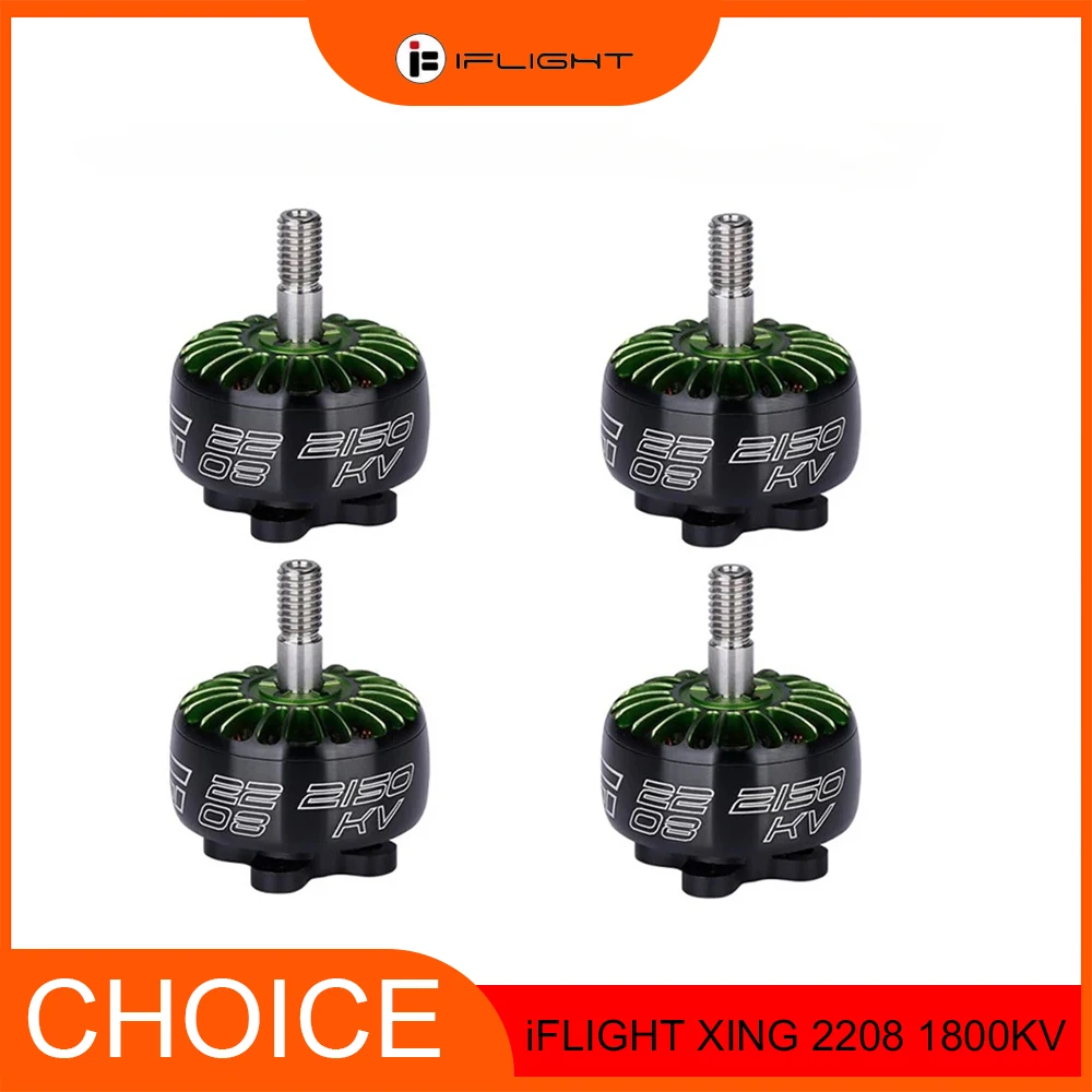 

iFlight XING 2208 1800KV Бесщеточный двигатель Unibell — вал из титанового сплава диаметром 4 мм | Совместимость с 5-дюймовой опорой | 2-6S для дронов FPV