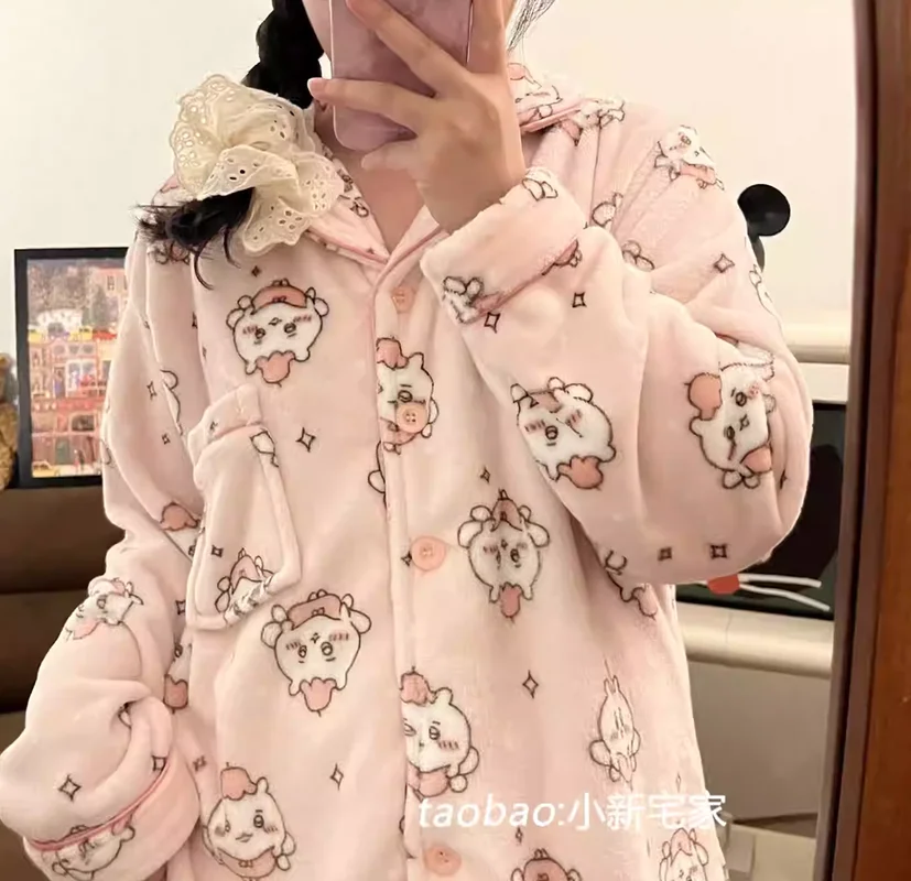 

Периферийные пижамы в стиле аниме Kawaii, женские осенние и зимние стили, плотная милая домашняя одежда с героями мультфильмов для девочек, детские подарки