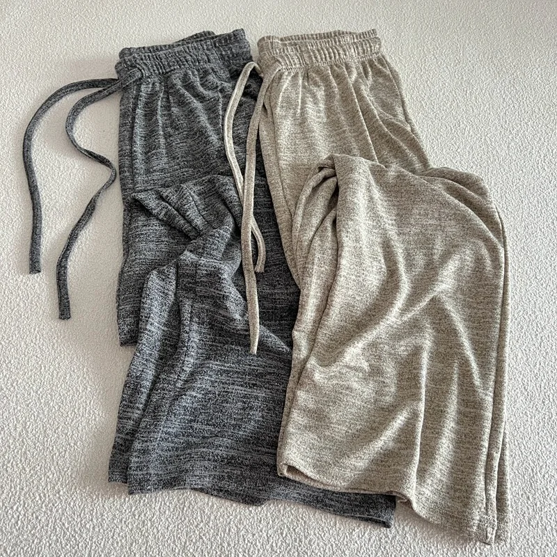 

Korean Style Fashionable Soft Glutinous Knitted Wide Leg Pants for Spring and Summer Casual Slimming and Versatile Pants