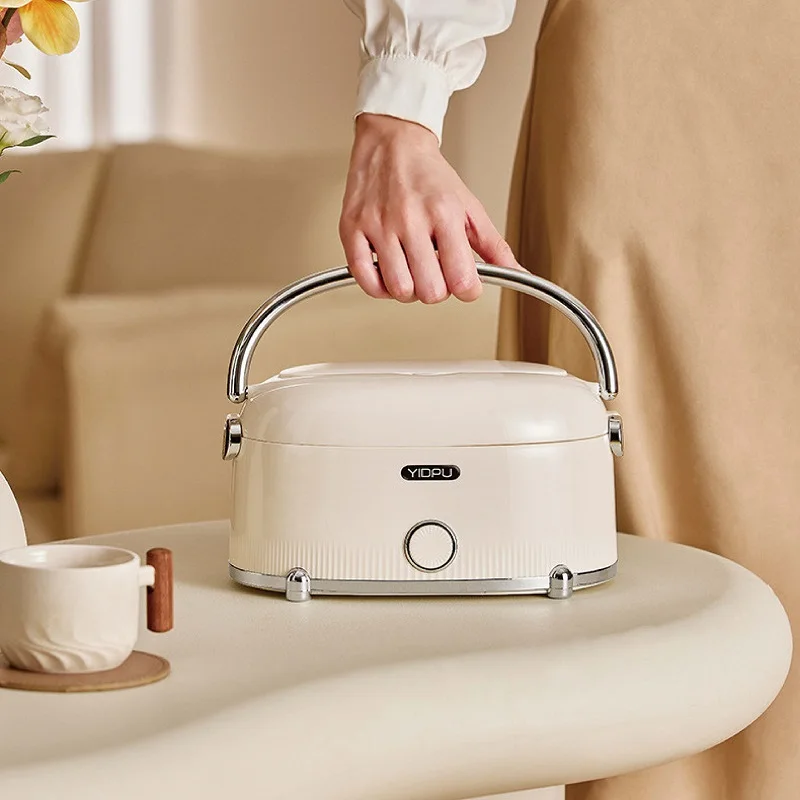 Office 304 Stainless Steel Rapid Heating Food Heater 220V 1.2L Home Electric Lunch Box Portable Water-free Keep Warm Lunch Box