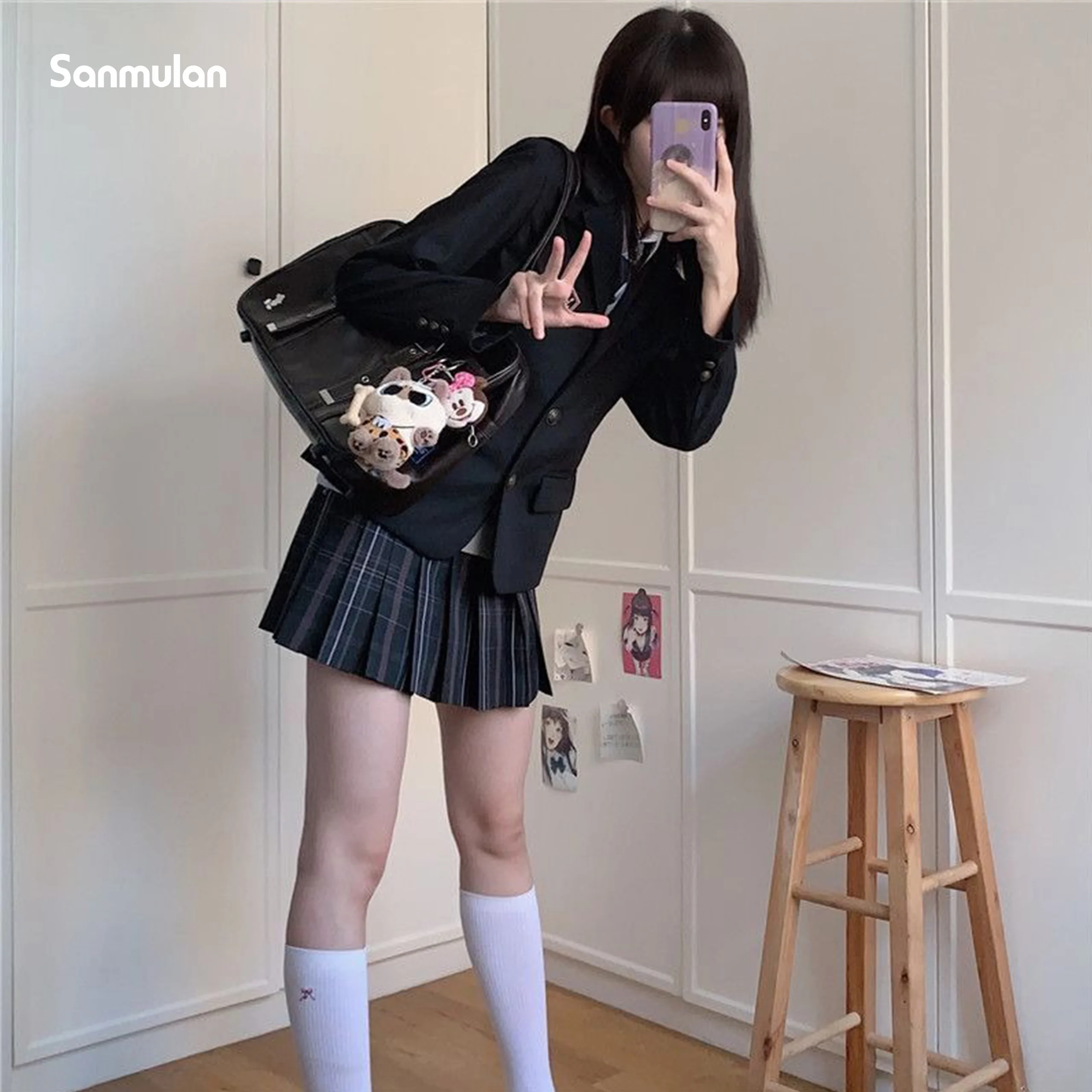 Giacca da abito Jk coreana e giapponese Set uniforme da completo per forniture scolastiche in stile college originale autentico Due colori nero e blu scuro