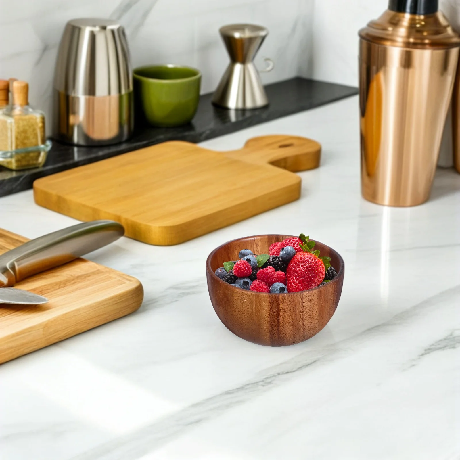 

12X6Cm Wooden Fruit Bowl Natural Wood Salad Bowl For Snacks Dessert Fresh Fruit Serving Kitchen Use Thick Handmade Food