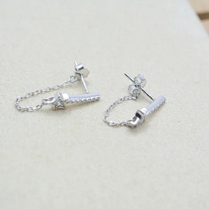 

S925 Серебряные иглы, однорядные серьги-гвоздики с бриллиантами и бахромой Ins Wind, универсальные серьги, модные серьги