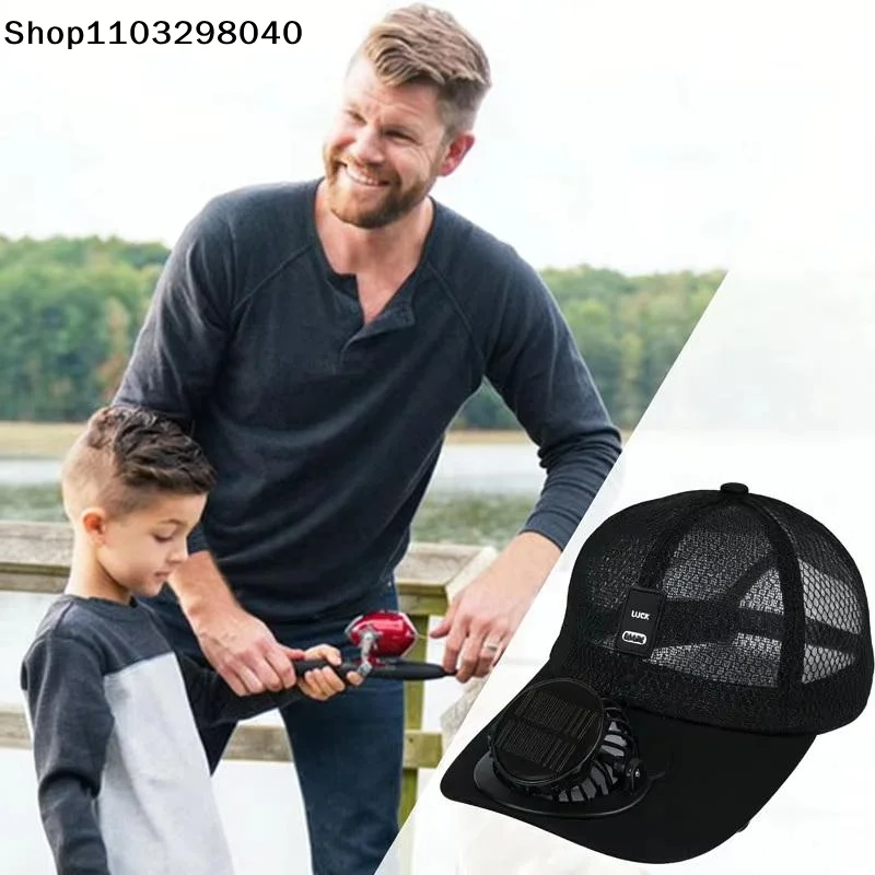 Solar Powered Cap With Fan Summer Breathable Mesh Sun Protection Outdoor Baseball Hat For Men USB Rechargeable Cooling Headwear