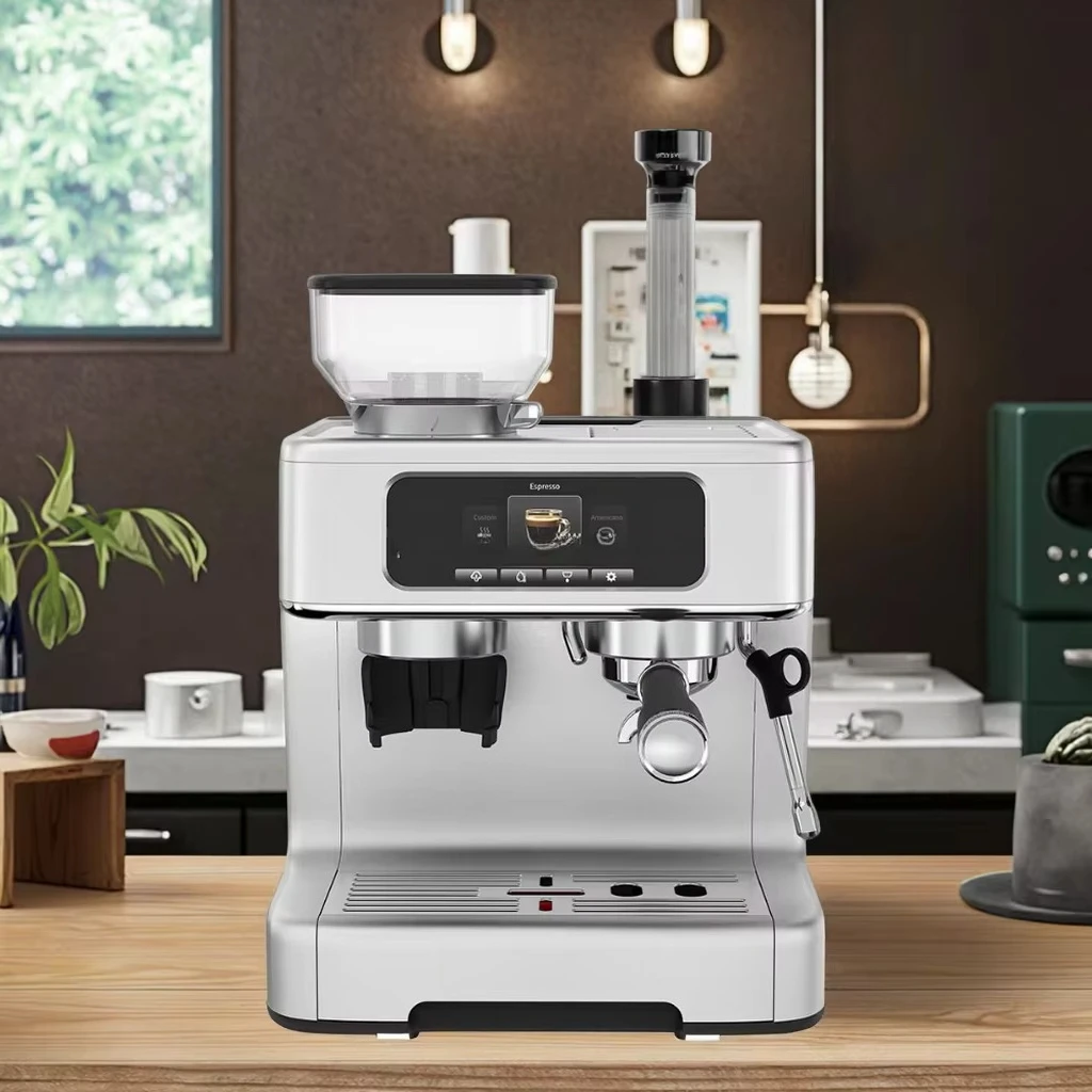 Anbolife Touch Screen Smart Self-Cleaning Digital Espresso Coffee Maker Machine Grinder for Household Hotel Use Stainless Steel