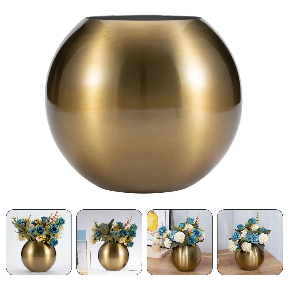 

Stainless Steel Flower Vase Creative Desktop Metal Holder Home Office Decor Tabletop Ornament For Artificial Dried