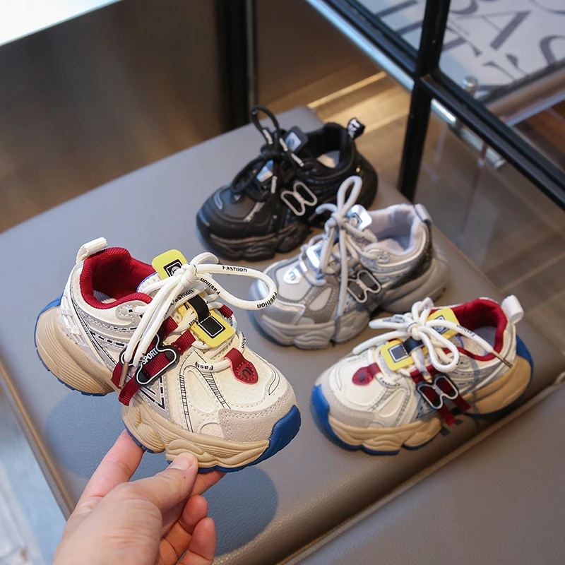 

Children's sports shoes 2025 autumn new style girls' mesh breathable dad shoes lightweight soft sole boys' casual running shoes