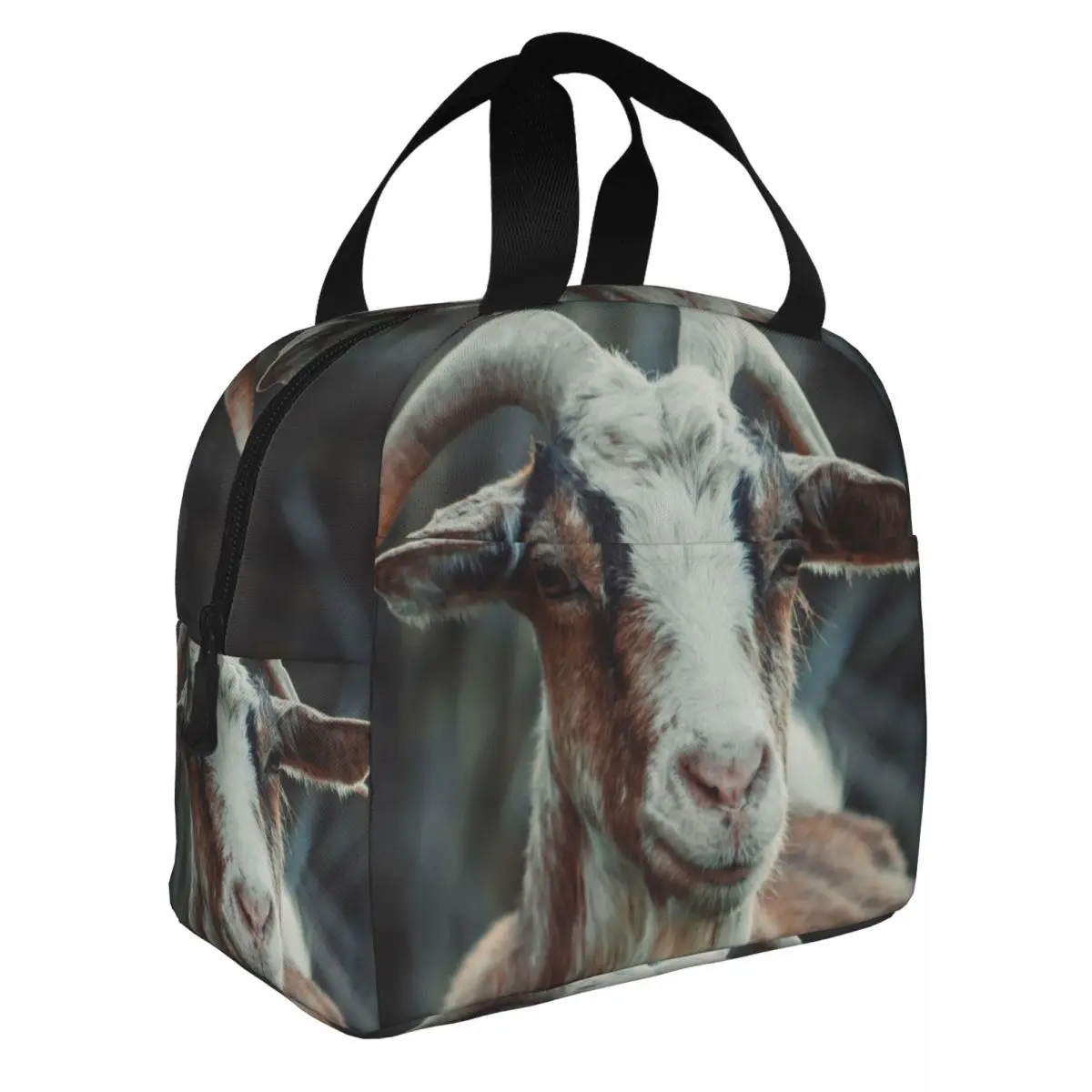 Portable Insulated Thermal Bento Lunch Box Funny Goat Head Picnic Storage Bag Pouch Lunch Bag