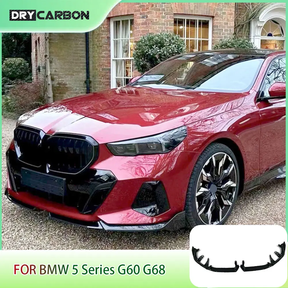 

Car Front Bumper Splitter Lip Accessories for BMW 5 Series G60 G68 M Sport 2024+ Spoiler Chin Guard Body Kits