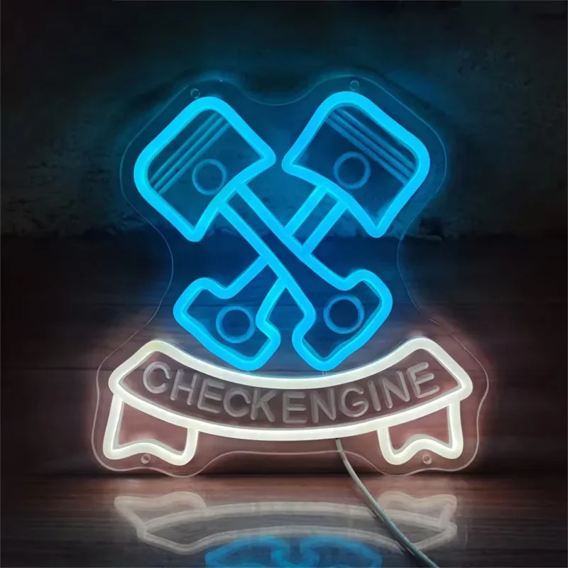 LED Check Engine Neon Signs For Wall Decor Neon Garage Signs Lights For Auto Room 4S Repair Shop Workshop Repair the sign Decor