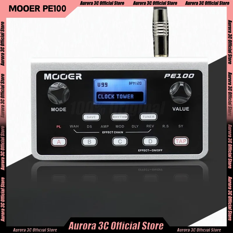 MOOER PE100 Portable Multi-effects Processor Guitar Effect 40 Drum Patterns Pedal 10 Tempo 39 Effects Guitar Accessories Custom