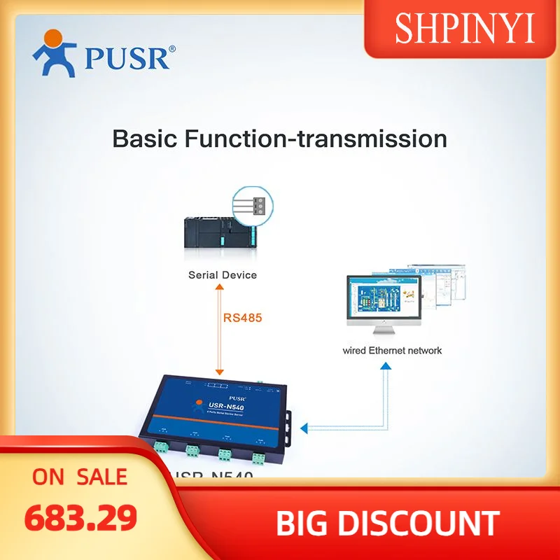 USR-N540 H7-4 Version 4 Ports Serial RS485 to Ethernet Converters Support Modbus RTU to Modbus TCP