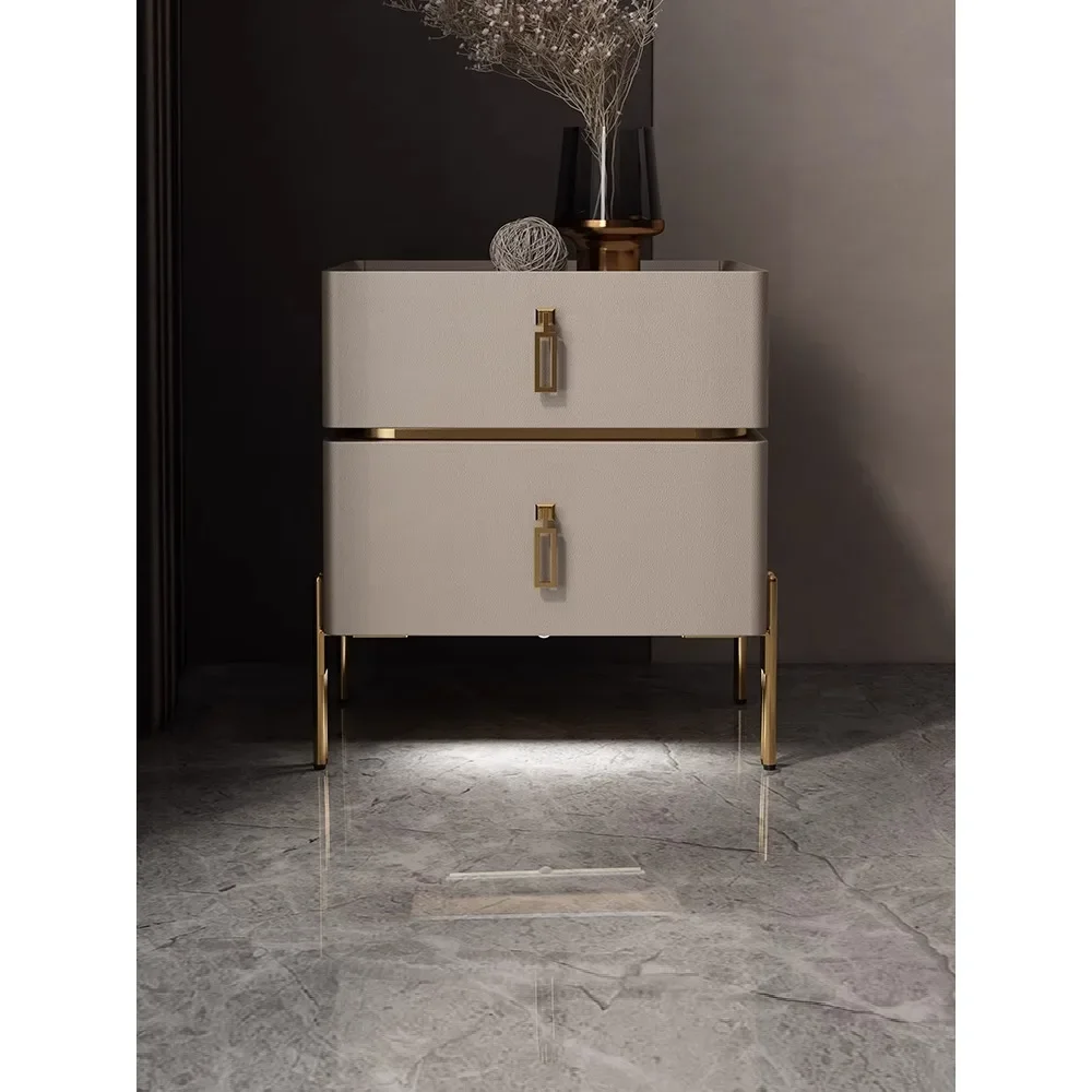 Shi Yan bedside table is light and luxurious, modern and simple, small intelligent solid wood slate, high-grade bedside cabinet