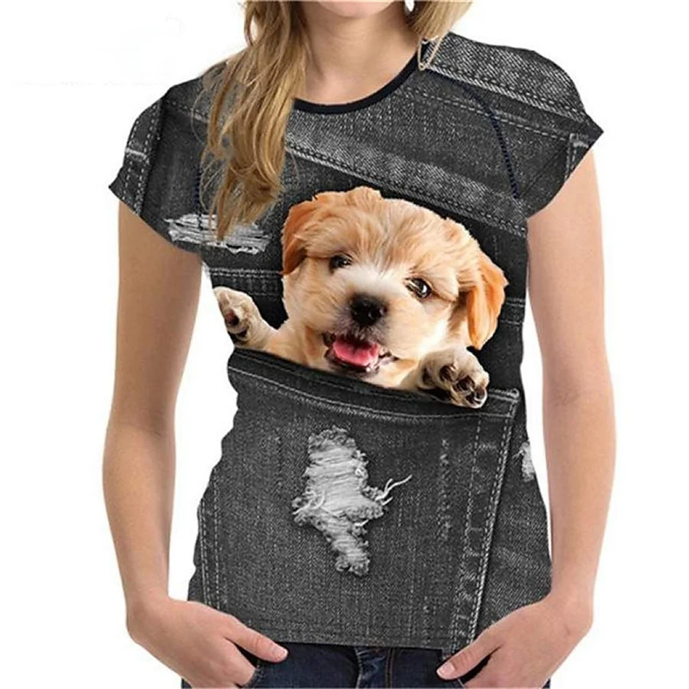 

2025 Animal Dog 3d Print T Shirt For Girls Cute Girl T Shirts Kids Gift Tee Short Sleeve Casual Top Children's Clothing