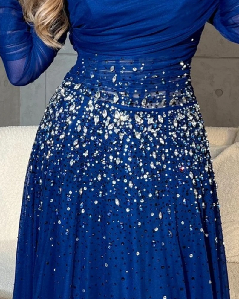 Vestido de fiesta imperio personalizado de alta calidad con lentejuelas y hombros descubiertos, largo hasta el suelo, vestidos de noche formales