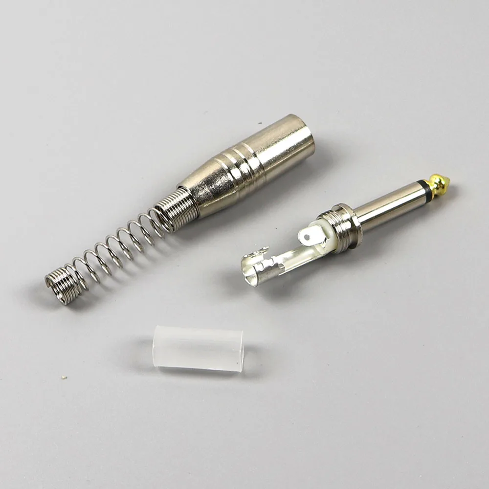 1/2/5pcs 6.35mm / 6.5mm Audio Plug Stereo Jack 2Pole Mono Amplifier Plug Metal Microphone Jack Plug-in Audio Connector for KTV
