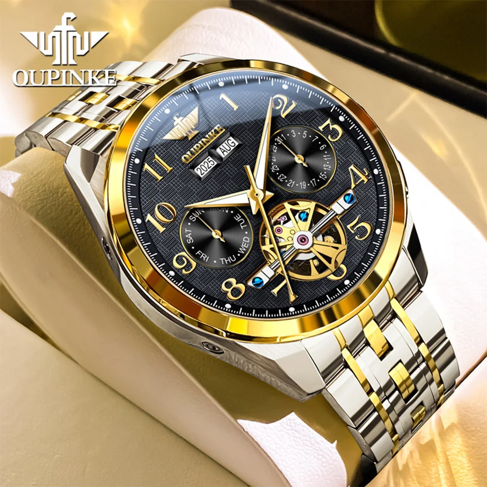 OUPINKE Роскошные брендовые механические часы для мужчин, водонепроницаемые светящиеся часы с хронографом, спортивные наручные часы 3263, новые часы OUPINKE Роскошные брендовые механические часы для мужчин, водонепроницаемые светящиеся часы с хронографом, спортивные наручные часы 3263, новые часы