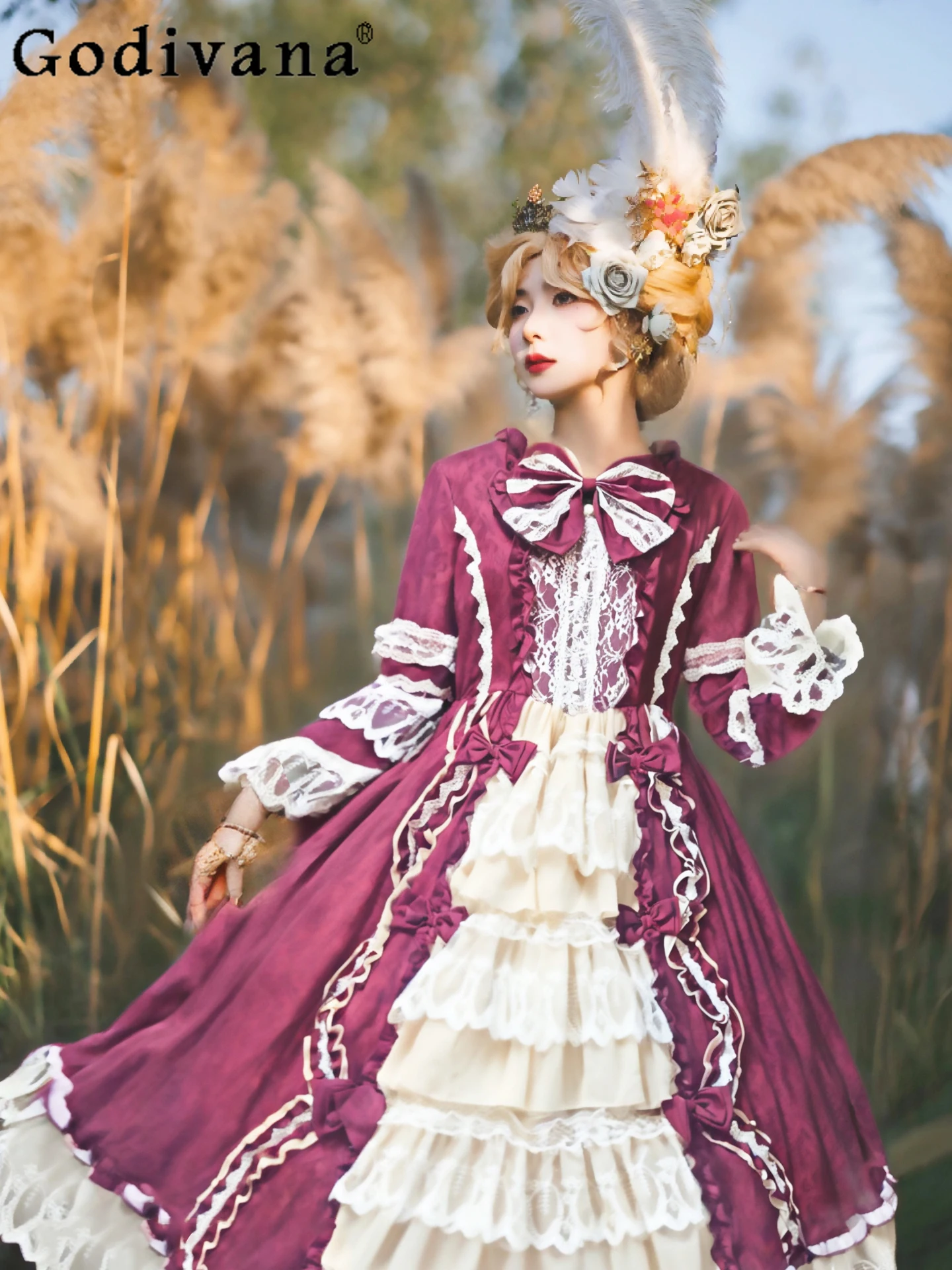 Lolita-jurk met uitlopende mouwen, prinsessenstijl, verjaardag, volwassen ceremonie, zoete elegante dame, gezwollen lange Lolita-jurk