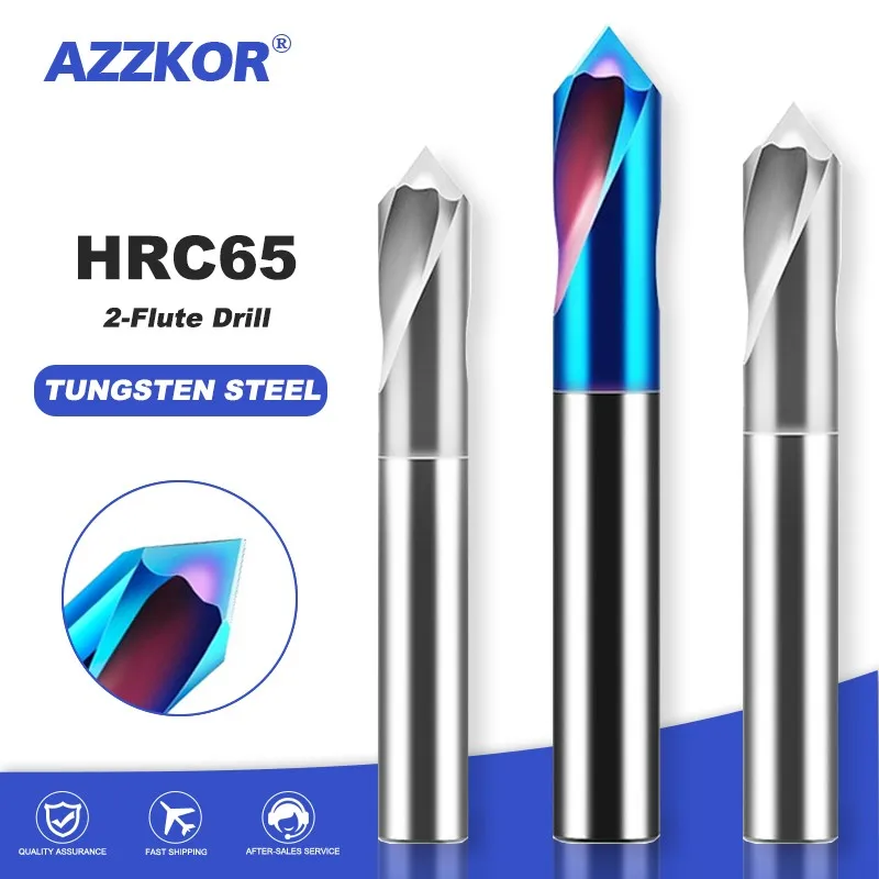 AZZKOR HRC65 CNC Tungsten Steel Center Point Drill For Stainless Steel Aluminum 90 Cemented Carbide Centering Drill Bit Tool