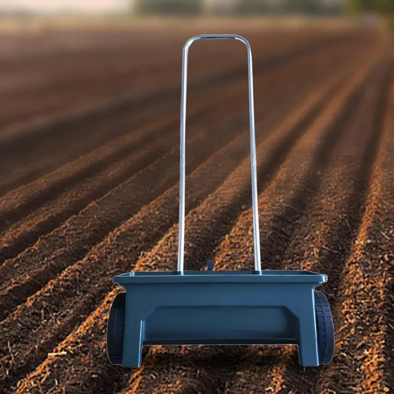 12L Hand Push Seed Spreader Walk Behind Broadcast Spreader Multipurpose Lawn Garden Farm Seeding Salt Ice Melting planter Tool