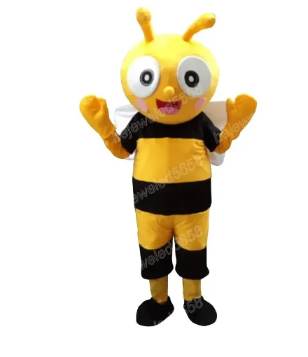 

New Adult Hot Sale Foam Cute Yellow Bee Cartoon Mascot Costume Plush Christmas Fancy Dress Halloween Mascot Costume