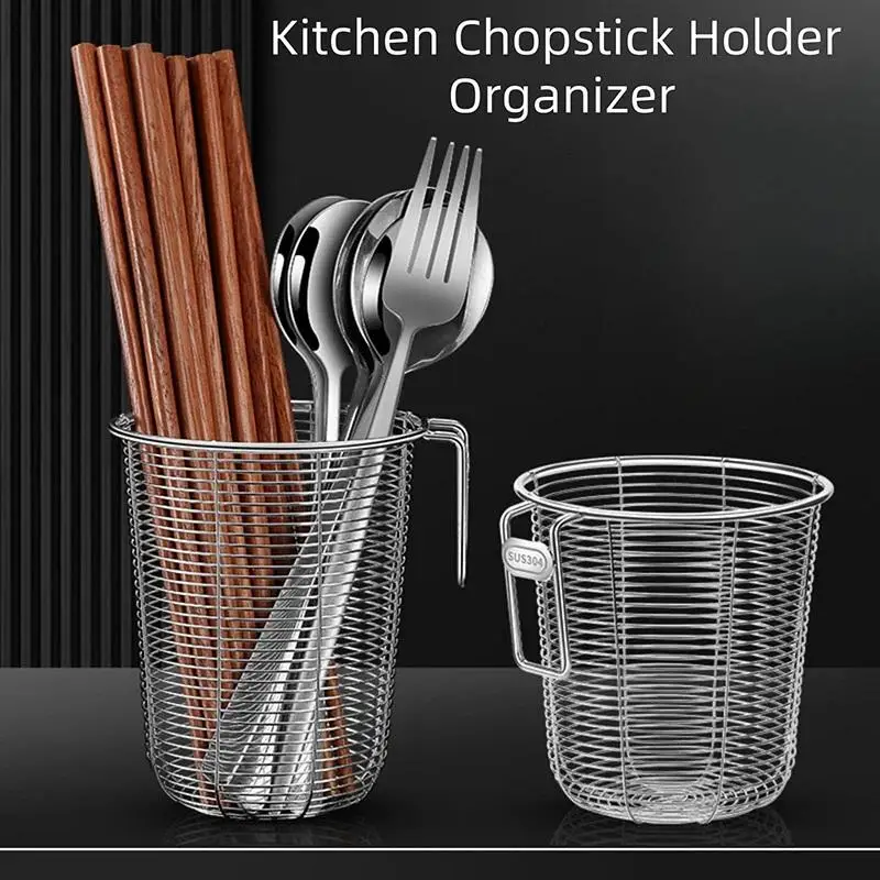 304 Kitchen Chopstick Holder Organizer Hanging Wall Stainless Steel Tableware Drainer Fork Spoon Chopsticks Dishwasher Basket